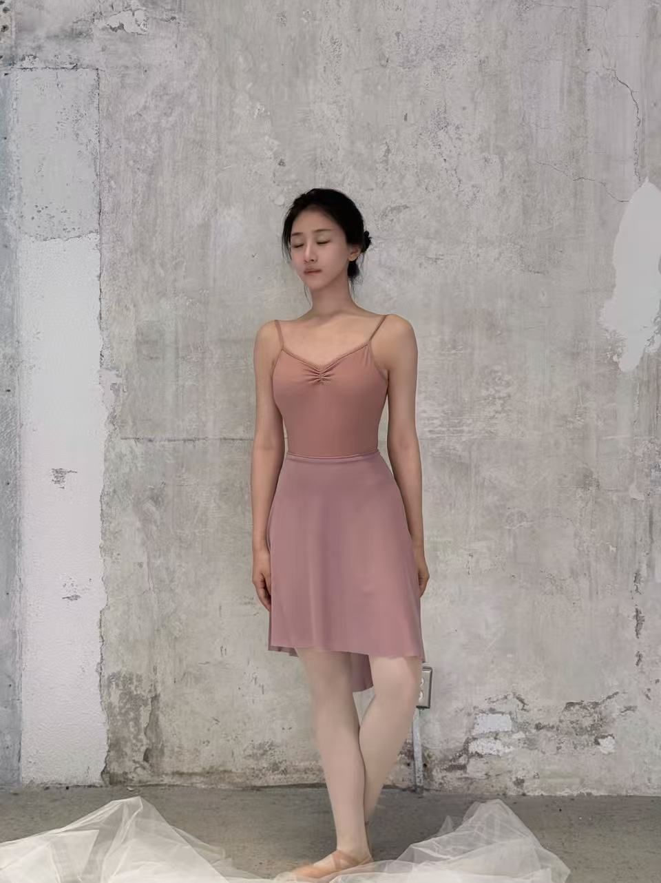 SHE DIALOGUE 발레 밴딩 메쉬 롱 스커트