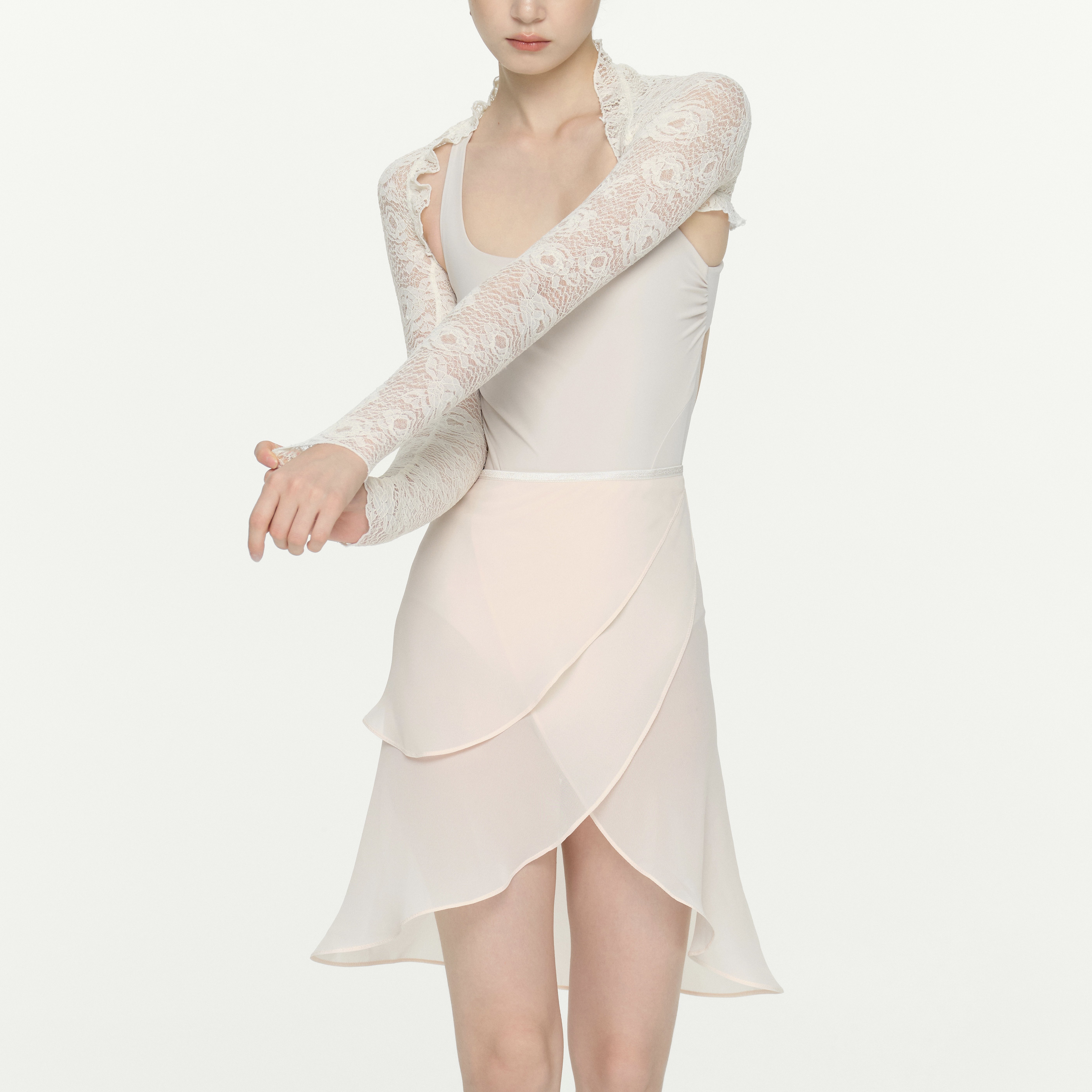 Qran Design 비대칭 미디 스커트