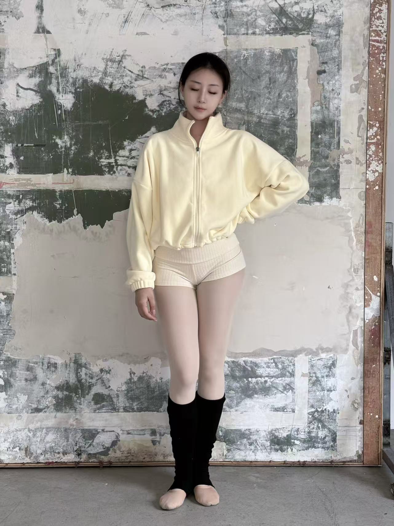 SHE DIALOGUE 슬림핏 발레 긴팔 집업 재킷