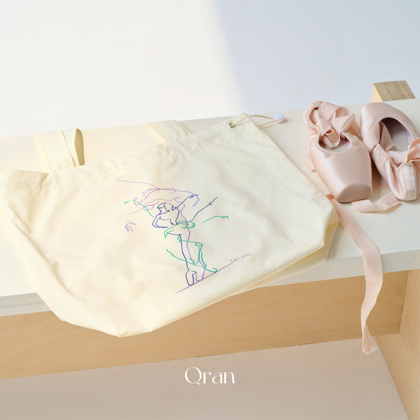 Qran Original 니치 발레 프린팅 댄스 스포츠 토트백